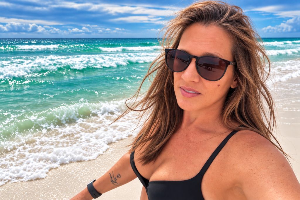 Amy Marie walking on the beach in Fort Walton Beach, Florida