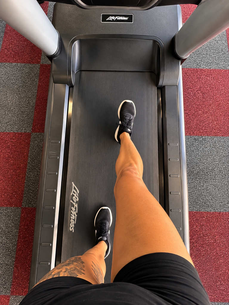 walking on a treadmill as part of my fitness routine after 50